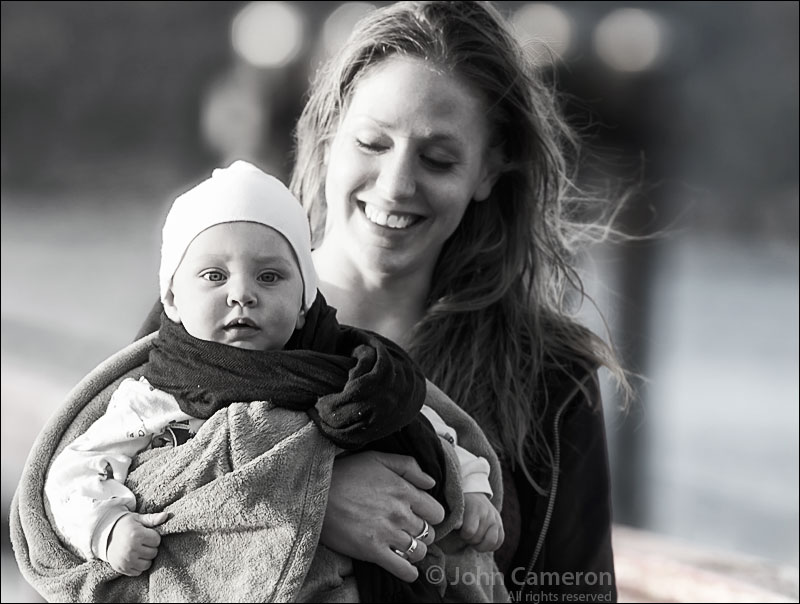 mother and baby on fernwood dock